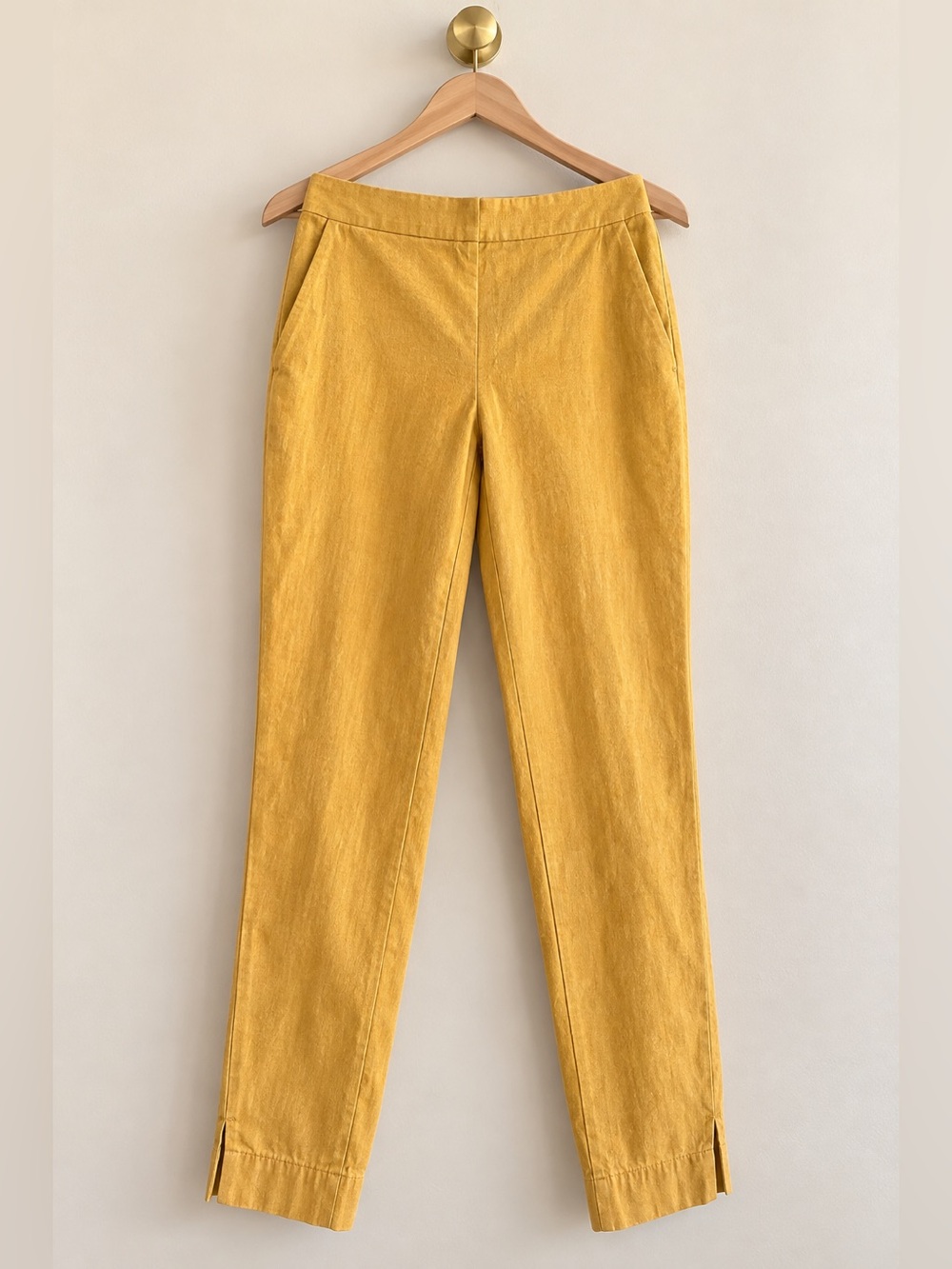 Women’s Banana Republic Hayden Linen Blend Ankle Pants Size 0 Mustard Yellow